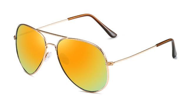 Classic Design Two Nose Bridges with Bold Mirrored Lenses Light Weight and Comfortable Metal Sunglasses