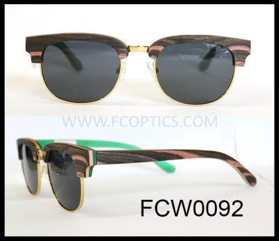 Combination Metal Rim with Wooden Eyebrow Sunglasses