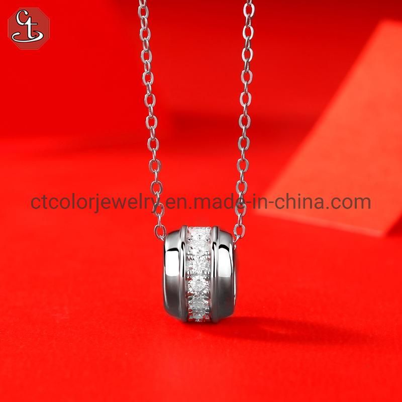 Fashion Jewelry Moissanite Diamond Pendant Silver Necklace Wholesale women fashion jewellery