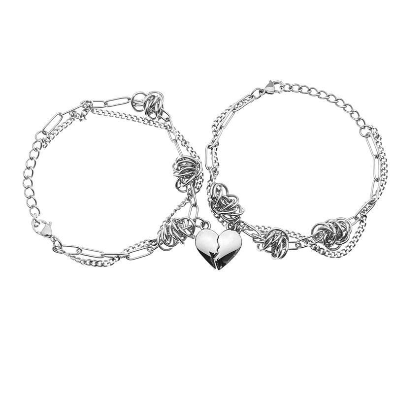 Manufacturer Custom Bracelet High Quality Waterproof Magnets Heart Bracelet Couple Jewelry for Anniversary Valentine Day Gift Fashion Lover Style Jewelry