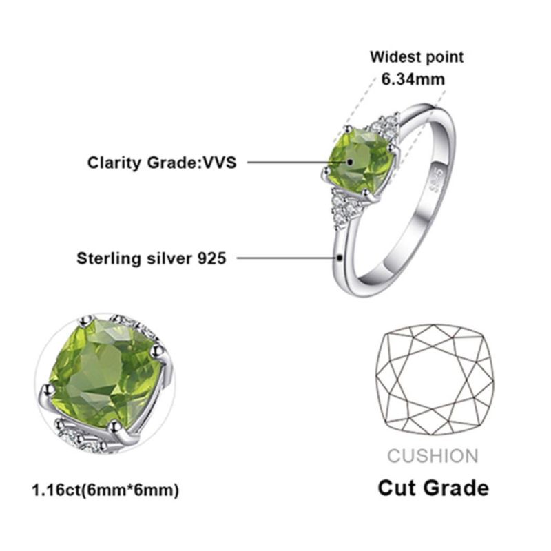 Gemstone Created Peridot Ring 925 Sterling Silver Fashion Jewelry for Women Wholesale