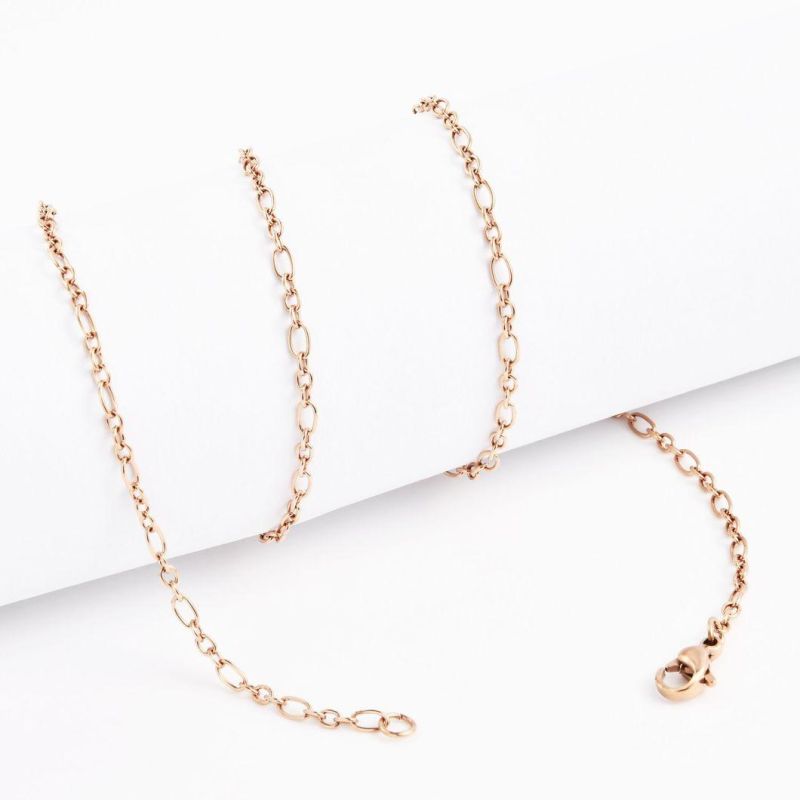Popular Ladies′ Jewelry Accessories Fashion Silver Color Stainless Steel Figaro Cable Chains Anklet Bracelet Necklace with Clasp
