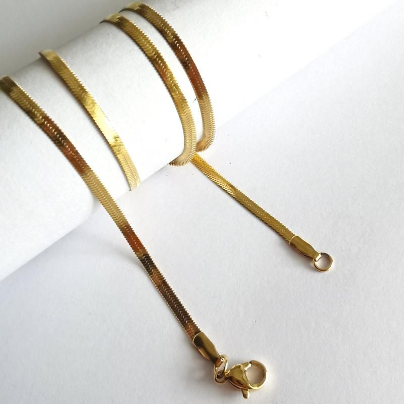 Factory Wholesale Solid Flexible Flat Herringbone Chain Fashion Necklace for Bracelet Anklet Fashion Jewelry