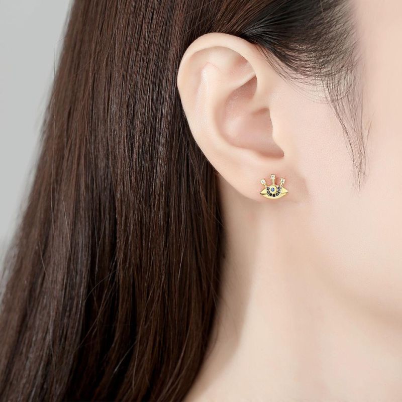 Stylish Demon Eye 925 Sterling Silver Earrings Ear Studs