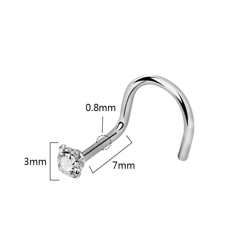 316L Surgical Steel 20g Spiral Nose Ring Nose Hoop Nose Pin Sets (4PCS per set) Body Piercing Jewelry (Crystal Color and Bar Color Custom Available)