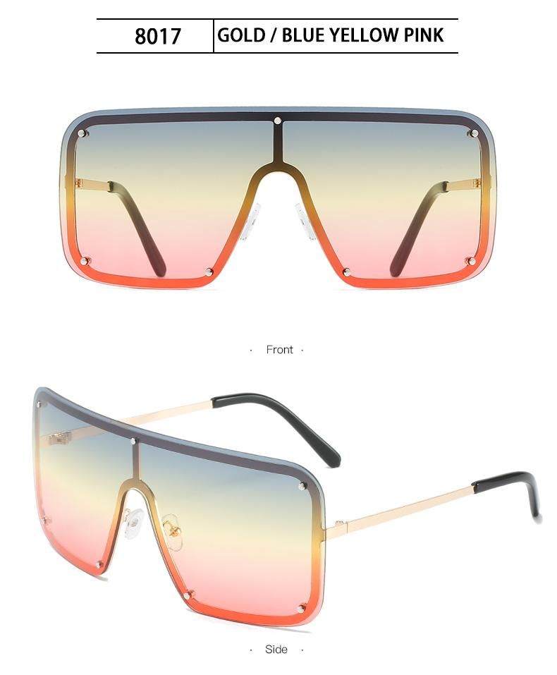Sunglasses for New Trend Big Frame Sunglasses Female Gradient Color One-Piece Colorful Sunglasses Cross-Border Ins Square Glasses