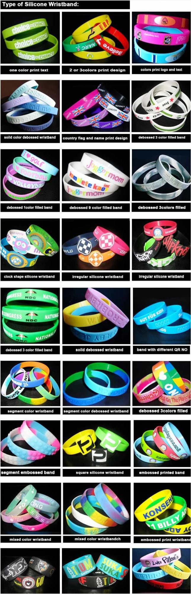 Custom Printed Silicone Wristband Rubber Bracelet for Promotion