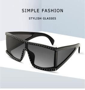 2021 Big Frame with Rhinestone One Piece Lens Oversized Sunglass