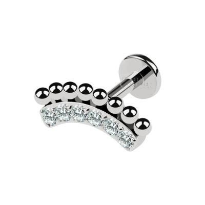 Eternal Metal ASTM F136 Titanium Clear CZ and Balls Internally Threaded Labret Body Piercing