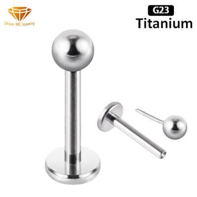 G23 Titanium Lip Nail Push in Threadless Bases Labret Mini Ear Nail Personality The Ball Labret Piercing Jewelry Tpn043