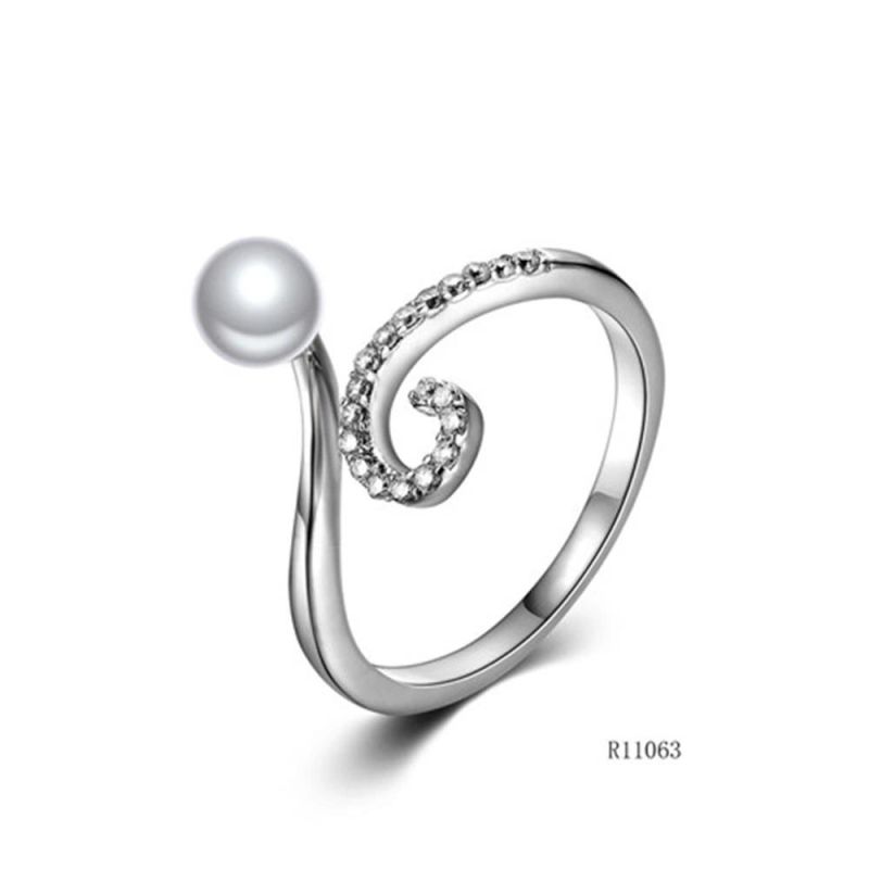 New Design Fashion CZ 925 Sterling Silver with Pearl Ring