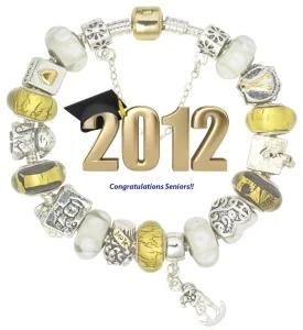Graduation Day Graduate Gift Silver Hat Cap Book Charm Love Beaded Bracelet Jewelry