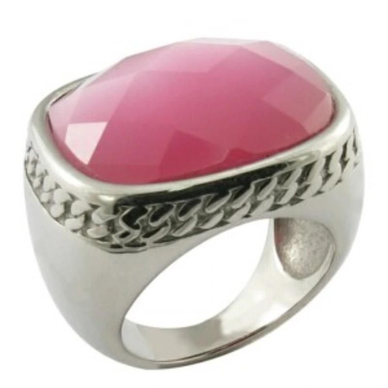Oval Glue Ruby Stone Medical Steel Large Gem Stone Rings