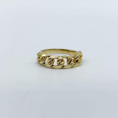 925 Sterling Silver 14K 18K Gold Simple Chain Ring