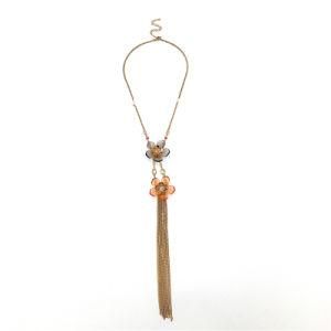 Acrylic Flower with Chain Tassel Necklace