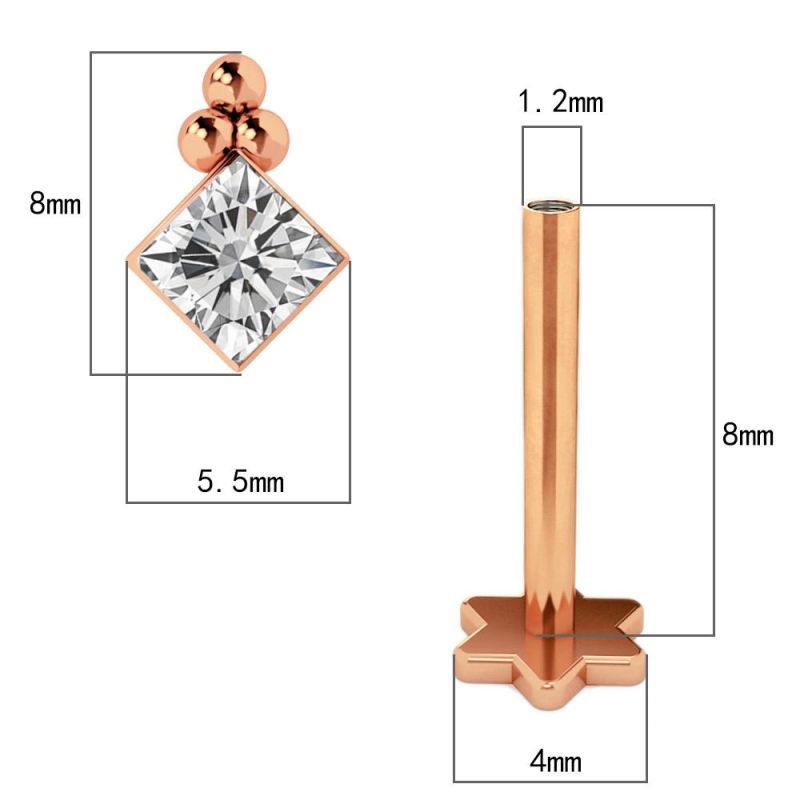 316L Surgical Steel European and American Exquisite Zircon Earrings Ear Cartilage Pin Lip Nail Piercing Jewelry