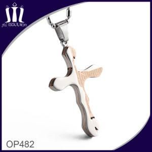 Op482 Stainless Steel Rose Cross Pendant