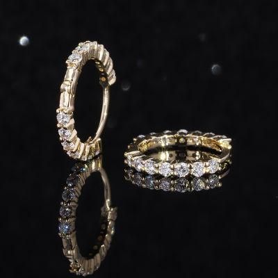 New Style Trendy Earring Women Moissanite Stone Jewelry Hoop Earrings