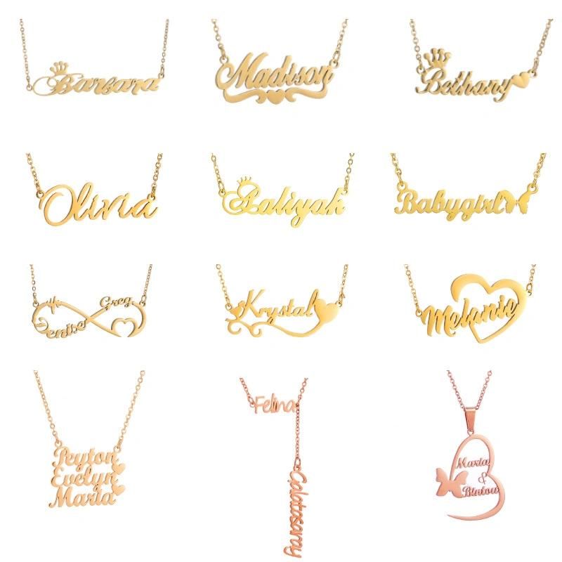 Stainless Steel Jewelry Fashion Custom English Name Pendant Chain Necklace