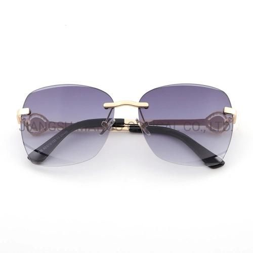 Trendy Fashion Rimless Oversized Shield Sunglasses
