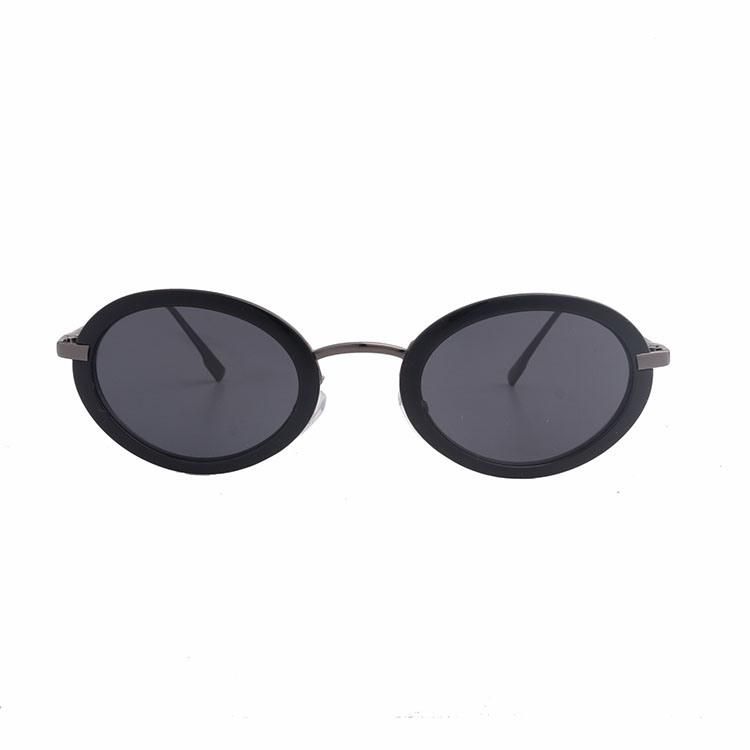 Retro Style Round PC Frame with Metal Temple Sunglasses