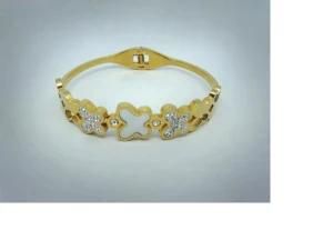 Stainless Steel Flower Gold Plating Bling Bracelet (BC5026)