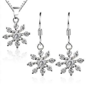 New Fashion Clear Cubic Zirconia Snowflake Silber Jewelry Suit