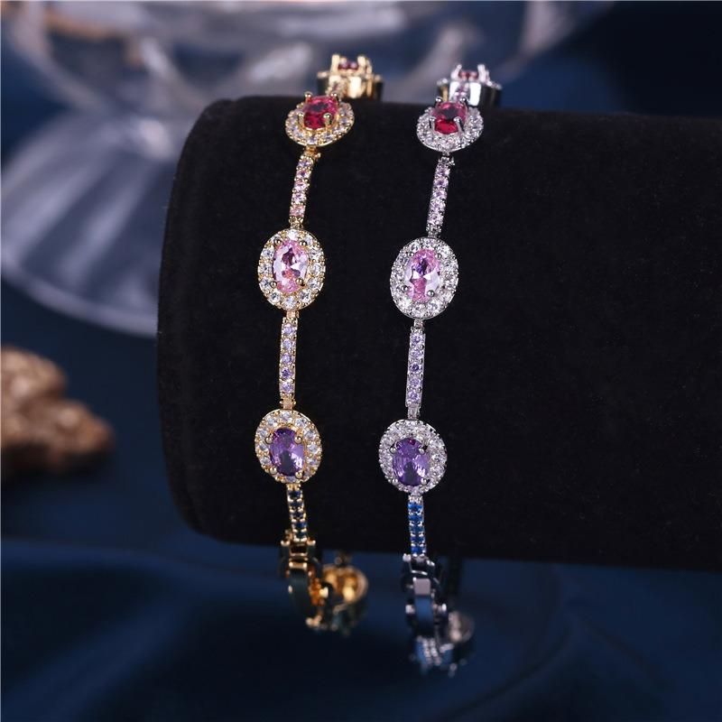 Fashion Geometry Colorful Zircon Crystal Bracelet Jewelry