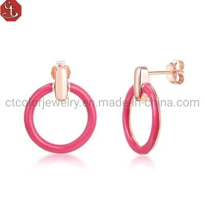 Fashion jewelry 925 silver Enamel Earring colorful Temperament Earrings