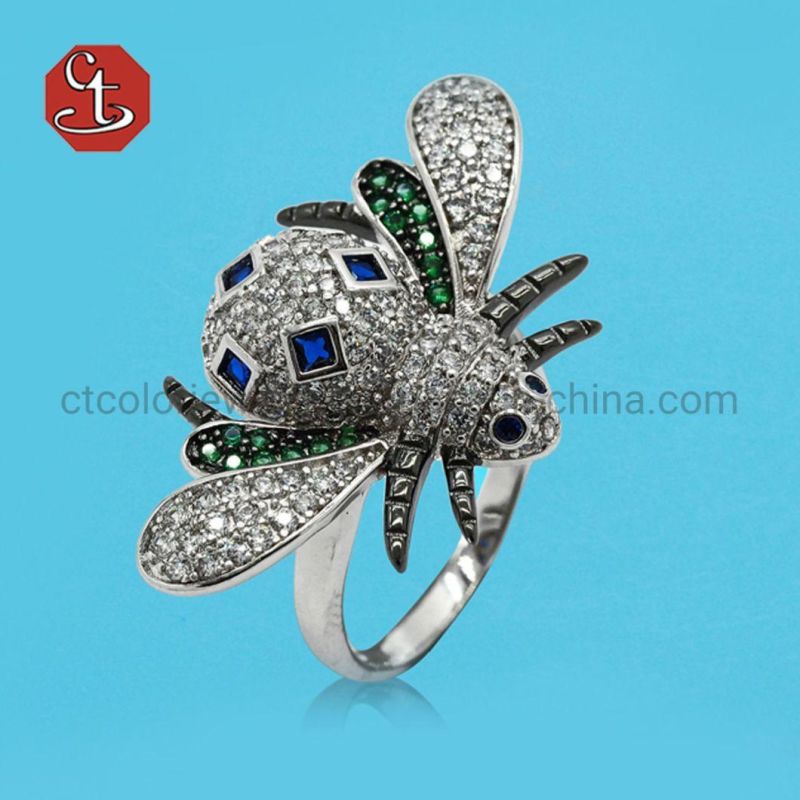 Colorful Bee Finger Ring Clean AAA+ Animal Ring Fashion Women Party Jewelry