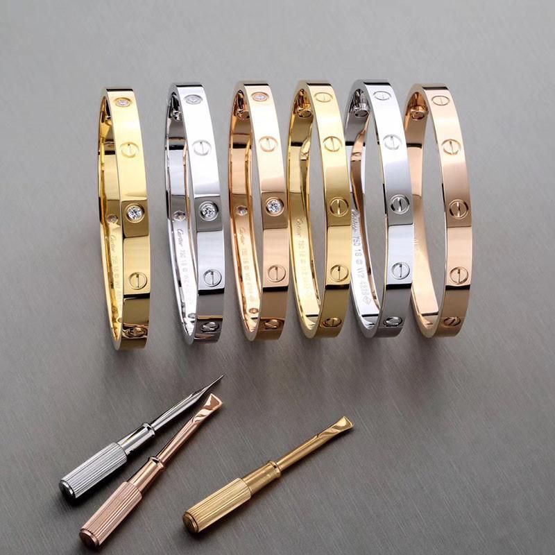 Jewelry 316 Stainless Steel Love Screwdriver Inlaid CZ Zircon Stone Bangle Bracelet Love Cross Design Bangles Bracelet