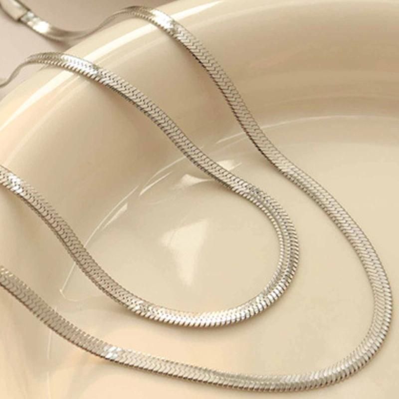 18K Gold Plated Jewellery Herringbone Flat Snake Bone Chain Choker Necklace for Women