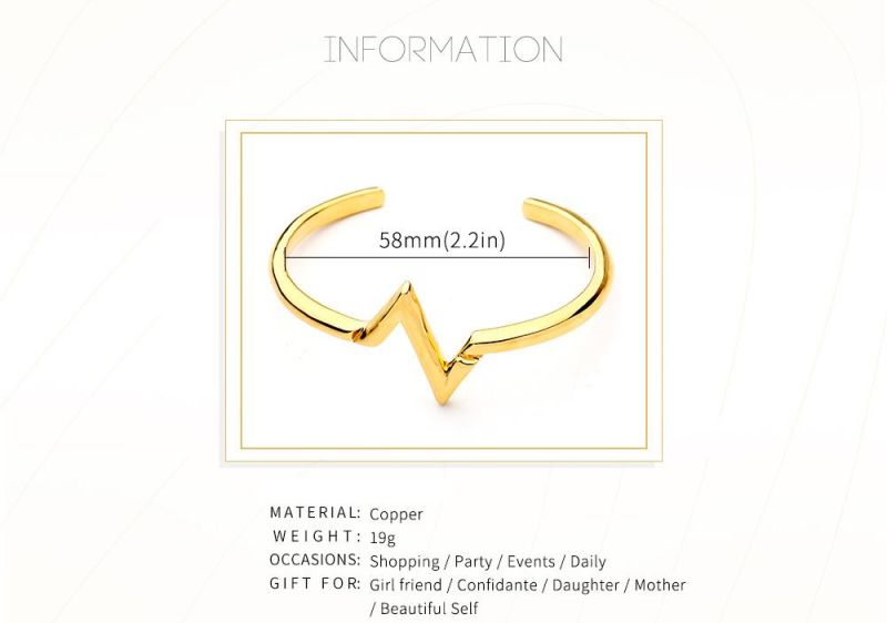 Polishing Effect Geometry Design Brass Bracelet for Event