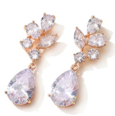 Rose Gold Earring, Wedding CZ Earring, Bridal CZ Earring, Wedding Jewelry, Bridal Jewelry