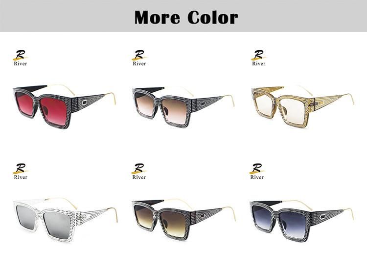 Light Diamond-Encrusted PC Frame Women Stock Sun Glasses