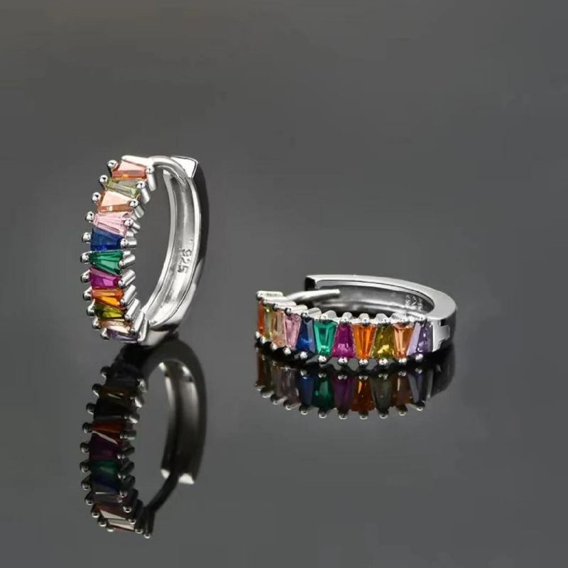 Colorful Zircon Earrings 925 Sterling Silver Earring Luxury Jewelry for Women