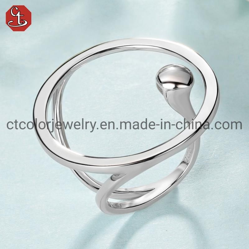 925 Silver Circular Creative Ring New Opening Adjustable Simple Design Ring