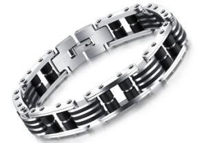 Top Quality Men&prime;s Motor Bike Chain Motorcycle Chain Bracelet Bangles Stainless Steel Jewelry with Silicone