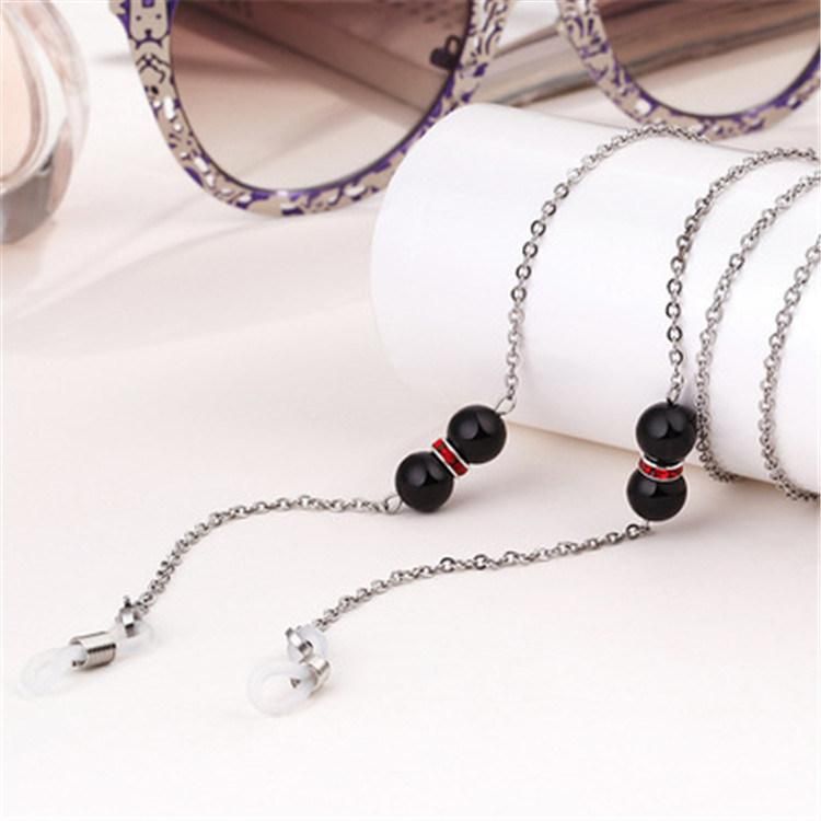 Stainless Steel Natural Agate Glasses Lanyard Rope Eyewear Fashion Chain