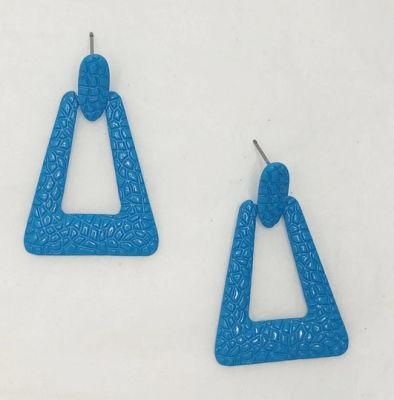 Blue Coated Rectangle Trapezoidal Earrings for Female Accessories