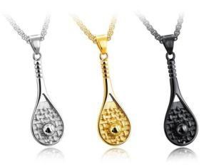 Necklace Stainless Steel Tennis Racket Pendants for Men/Women Gift Silver/Black/Gold Color Kpop Sport Fitness jewelry Necklaces