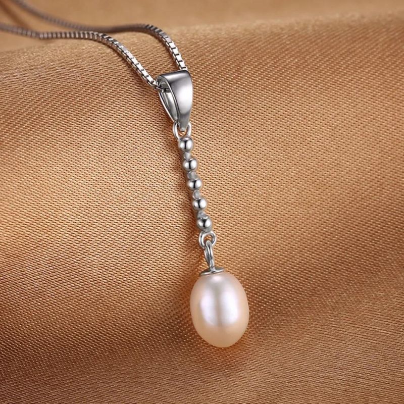 Fashion Jewelry White Freshwater Pearl Pendant Cultured for Women 925 Sterling Silver Jewelry