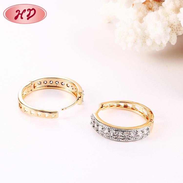 Fashion 18K Gold Silver Alloy Jewelry Drop Stud Hoop Huggie CZ Earrings with Crystal for Women