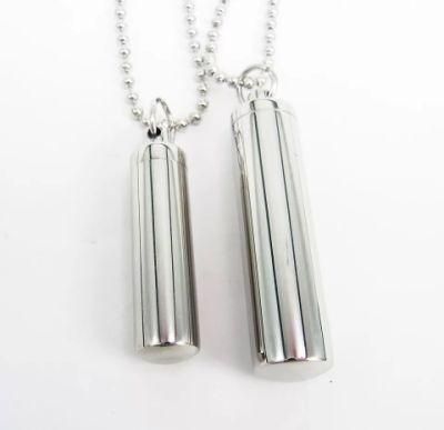 Stainless Steel Cylinder Ashes Urn Jewelry Pendant for Memory