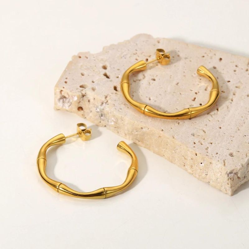 Jewelry Wholesale Custom Fashion Jewelry 18K Gold-Plated Stainless Steel Hypoallergenic Ring  Earrings