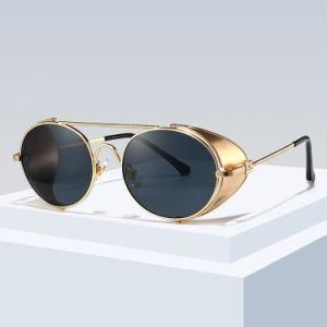 New Fashion Steampunk Round Retro UV400 Metal Frame Polarized Sunglass