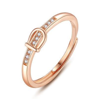 925 Sterling Silver Ring Belt Buckle Crystal Adjustable Designs Women Fashion Wedding Ring Party Fashion Jewelry