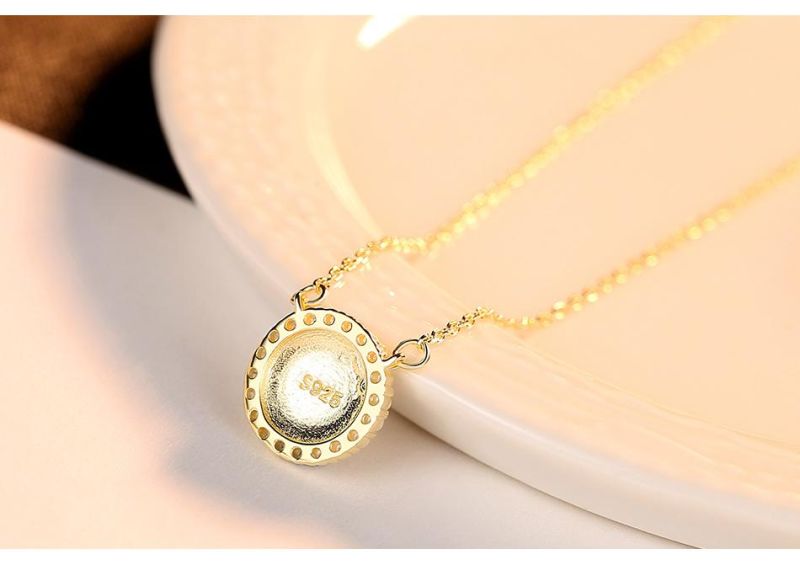 Cubic Zircons on Sun Flower Shape Copper Chains Necklace