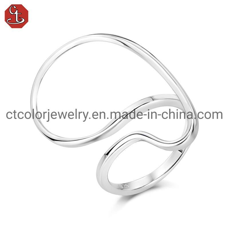 Fashion Jewelry 925 Plain Silver Especially Open Adjustable Rings