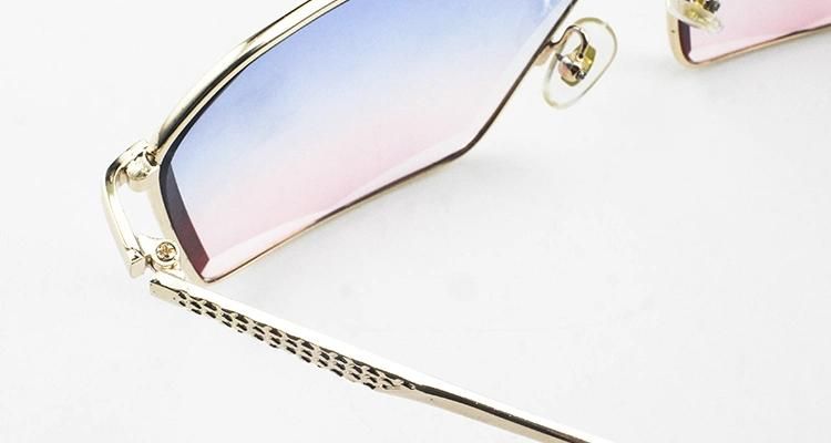 New Custom Logo Stock Trimmed Square Frame Women Sunglasses